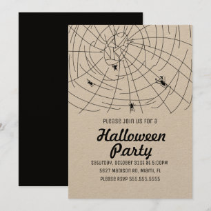 Halloween Party Spider Wed Doodle Kraft Kaart