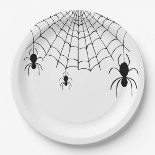 Halloween Party Spiders Black White Papieren Bordje