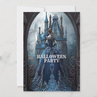 Halloween Party Spookhuis Blauwe Nacht Eng Kaart