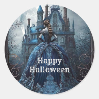 Halloween Party Spookhuis Blauwe Nacht Eng Ronde Sticker