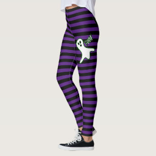 Halloween Party Spooky Cat Cute Ghost Paars Black Leggings