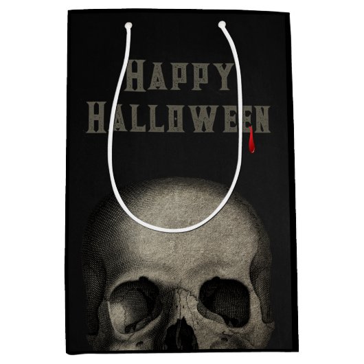 Halloween Party Spooky Skull Medium Cadeauzakje (Voorkant)