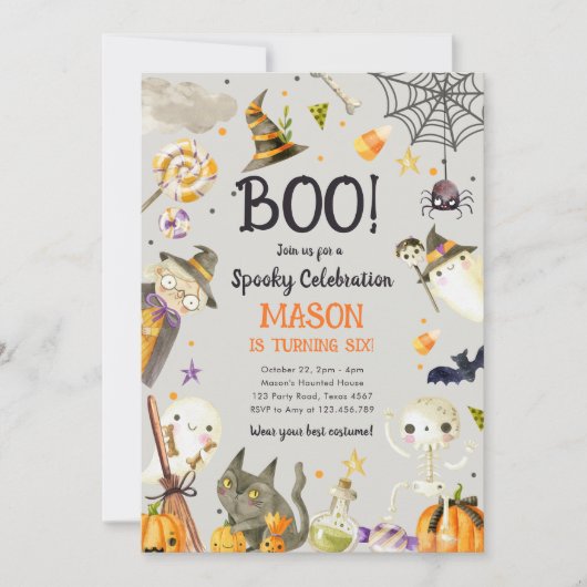 Halloween Party Spooky Viering Jongen Verjaardag Kaart (Voorkant)