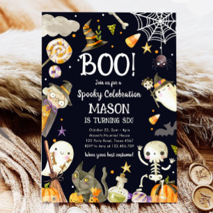 Halloween Party Spooky Viering Jongen Verjaardag Kaart