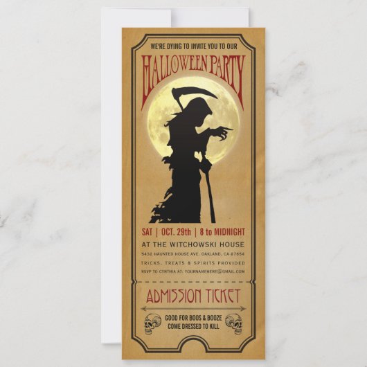 Halloween Party Ticket Invitation Kaart (Voorkant)