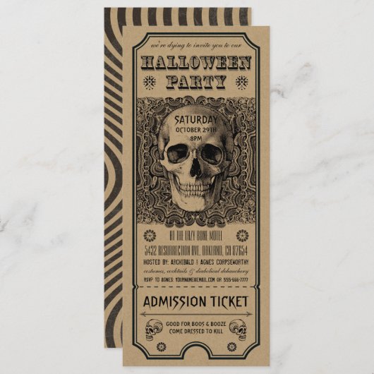 Halloween Party Ticket Uitnodigingen Steampunk Kra (Voorkant / Achterkant)