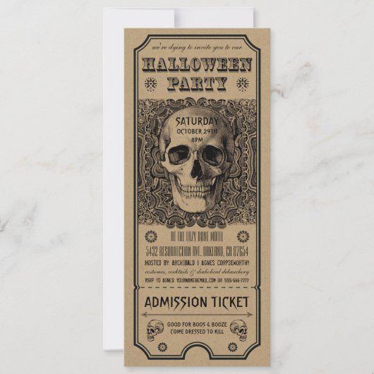 Halloween Party Ticket Uitnodigingen Steampunk Kra (Voorkant)