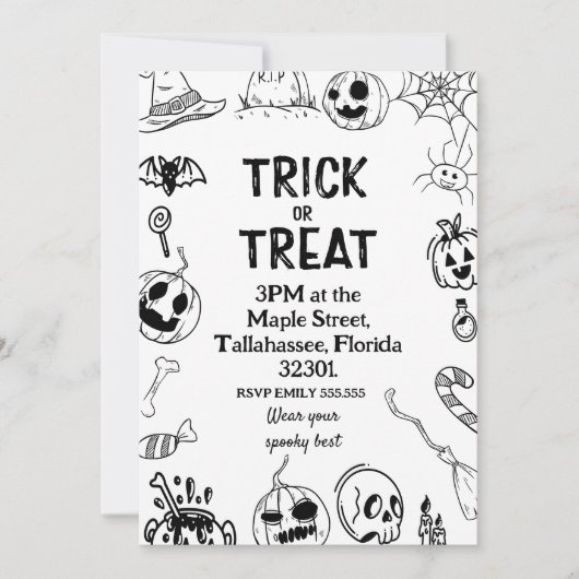 Halloween Party,Trick or Treat spooky Invitation (Devant)