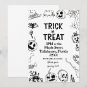 Halloween Party,Trick or Treat spooky Invitation (Devant / Derrière)