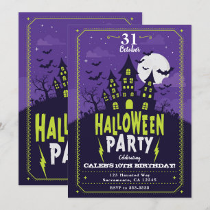 Halloween Party uit het Paarse en Groene Huis Kaart