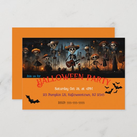 Halloween party-uitnodiging bedankkaart (Voorkant / Achterkant)