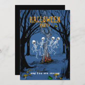 Halloween Party uitnodiging Dancing Skeletons (Voorkant / Achterkant)