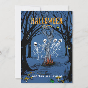 Halloween Party uitnodiging Dancing Skeletons