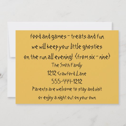 Halloween Party Uitnodiging Ouders hebben date avo (Achterkant)