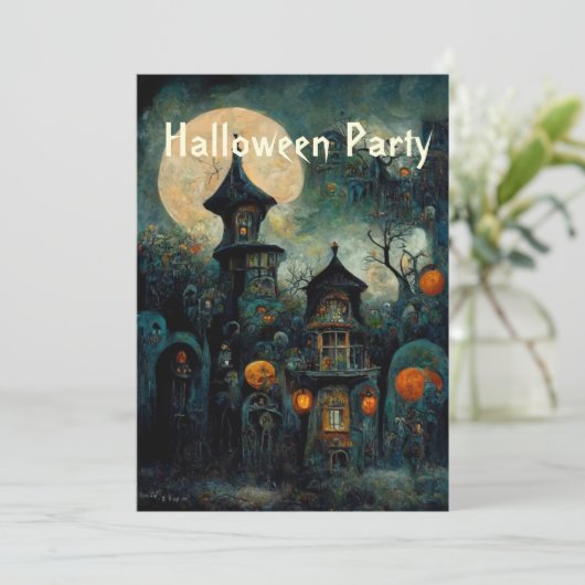 Halloween Party | Uitnodiging tot het uitzenden va (Staand voorkant)