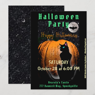 Halloween Party Uitnodiging voor zwarte katten e