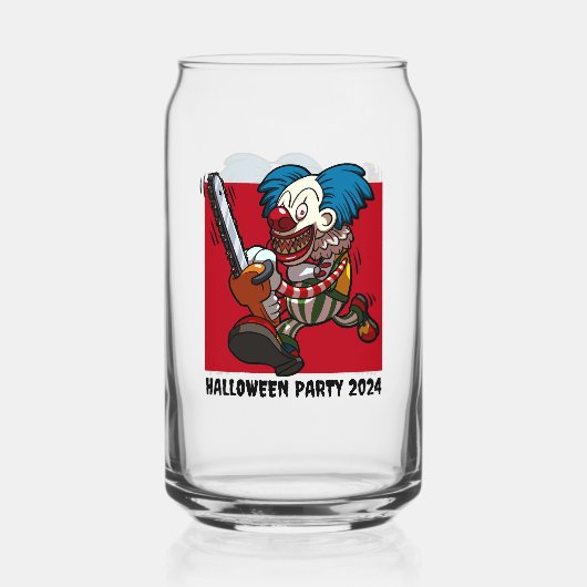 Halloween Party Verander het Jaar Kettingzaag Clow Blikvorm Glas (Voorkant)