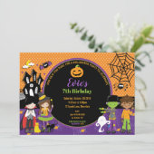 Halloween Party verjaardagsuitnodiging gepersonali Kaart (Staand voorkant)