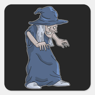 Halloween Party Witch Broom Cartoon Fun Scary Gift Vierkante Sticker