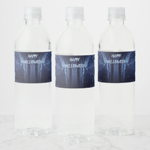 Halloween Party Zwart Raven Crow Blauw Woud Waterfles Etiket