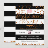 Halloween Party Zwart Wit Roze Sinaasappel Chic Kaart (Voorkant / Achterkant)