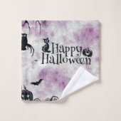 Halloween Party Zwarte Kat Boze Pompoenen Enge Uil Bad Handdoek (Wasdoekje)
