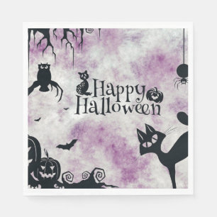 Halloween Party Zwarte Kat Boze Pompoenen Enge Uil Servet