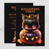 Halloween Party Zwarte Kat Pompoen Horror Eng Kaart (Voorkant / Achterkant)