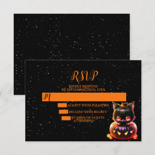 Halloween Party Zwarte Kat Pompoen Horror Eng RSVP Kaartje