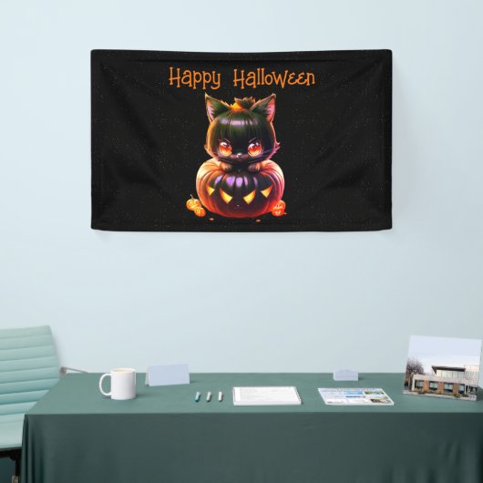 Halloween Party Zwarte Kat Pompoen Horror Eng Spandoek (Beurs)