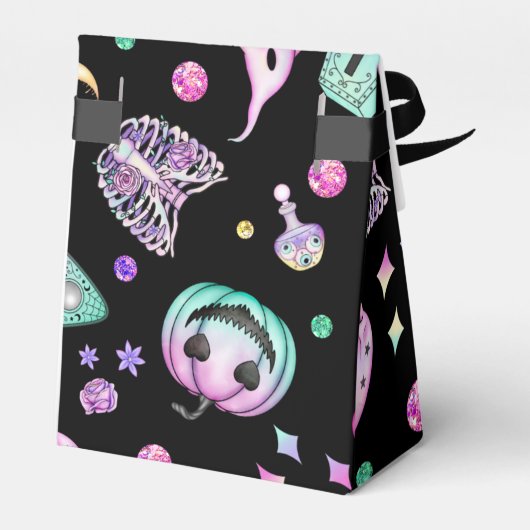 Halloween pastel gothic apothecary and graveyard bedankdoosjes (Achterkant)