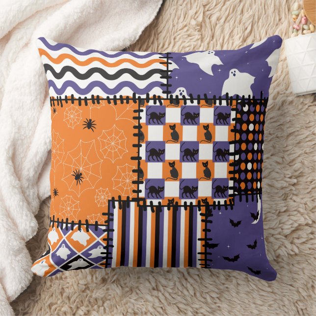 Halloween Patchwork Katten Geesten Kussen (Deken)