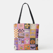Halloween Patchwork Pattern – Feestelijke Pleinen Draagtas (Achterkant)