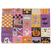 Halloween Patchwork Pattern – Feestelijke Pleinen Groot Cadeauzakje (Voorkant)