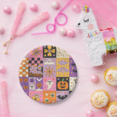 Halloween Patchwork Pattern – Feestelijke Pleinen Papieren Bordje (Feest)