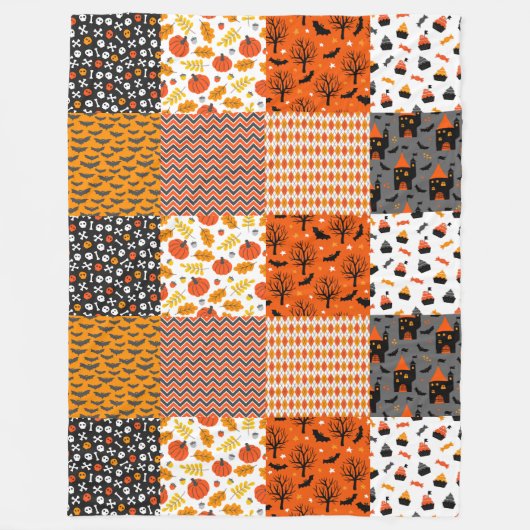Halloween Patchwork Pattern Fleece Blanket Deken (Voorkant)