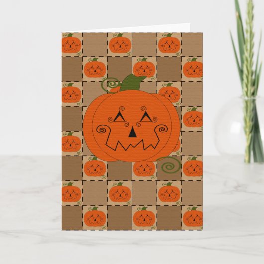 Halloween Patchwork Pumpkin Kaart (Voorkant)