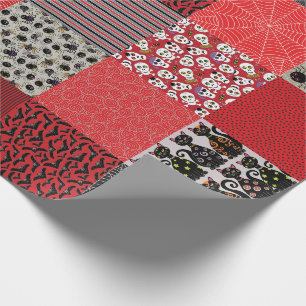 Halloween Patchwork Red, Grey and Black Cadeaupapier