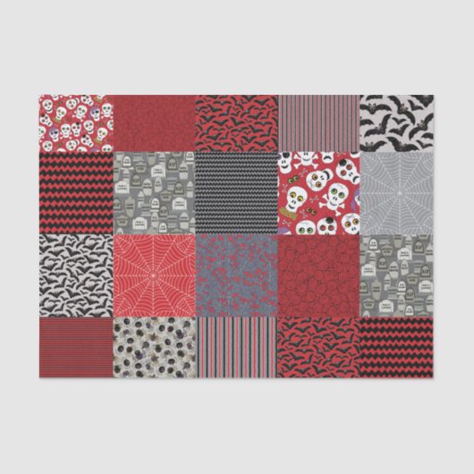 Halloween Patchwork Red, Grey and Black Tissuepapier (Voorkant)