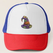 Halloween Patchwork Witch Hat Spooky Trucker Pet (Voorkant)