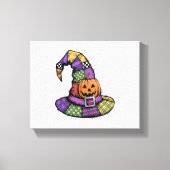 Halloween Patchwork Witch Pet Spooky Canvas Afdruk (Voorkant)