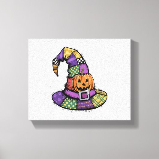 Halloween Patchwork Witch Pet Spooky Canvas Afdruk (Voorkant)