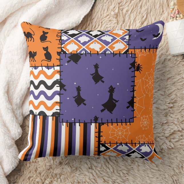 Halloween Patchwork Witches Cats Sierkussen (Deken)