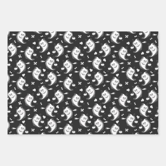 Halloween Patronen Geesten en Pompoenen Inpakpapier Vel (Voorkant 3)