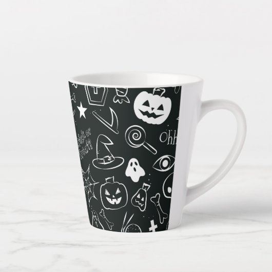 Halloween Patroon 1 Latte Mok (Rechts)