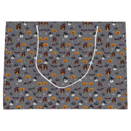 Halloween patroon grijs groot cadeauzakje