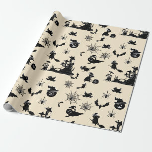 Halloween patroon met pompoen vleermuizen heks cadeaupapier