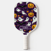 Halloween Patroon Naam Bats Boo Ghost Paarse Cool Pickleball Paddle (Voorkant)