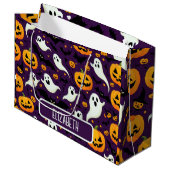 Halloween Patroon Naam Bats Ghost Scary Fun Party Groot Cadeauzakje (Voorkant Gekanteld)
