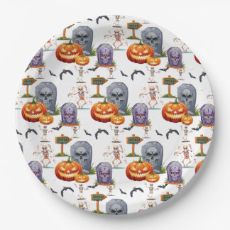 Halloween-patroon op papieren bordje
